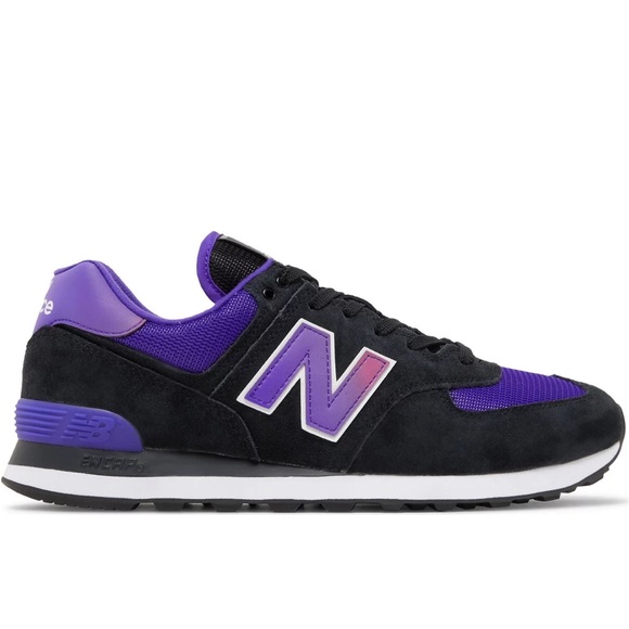 New Balance 574 Black with Deep Violet